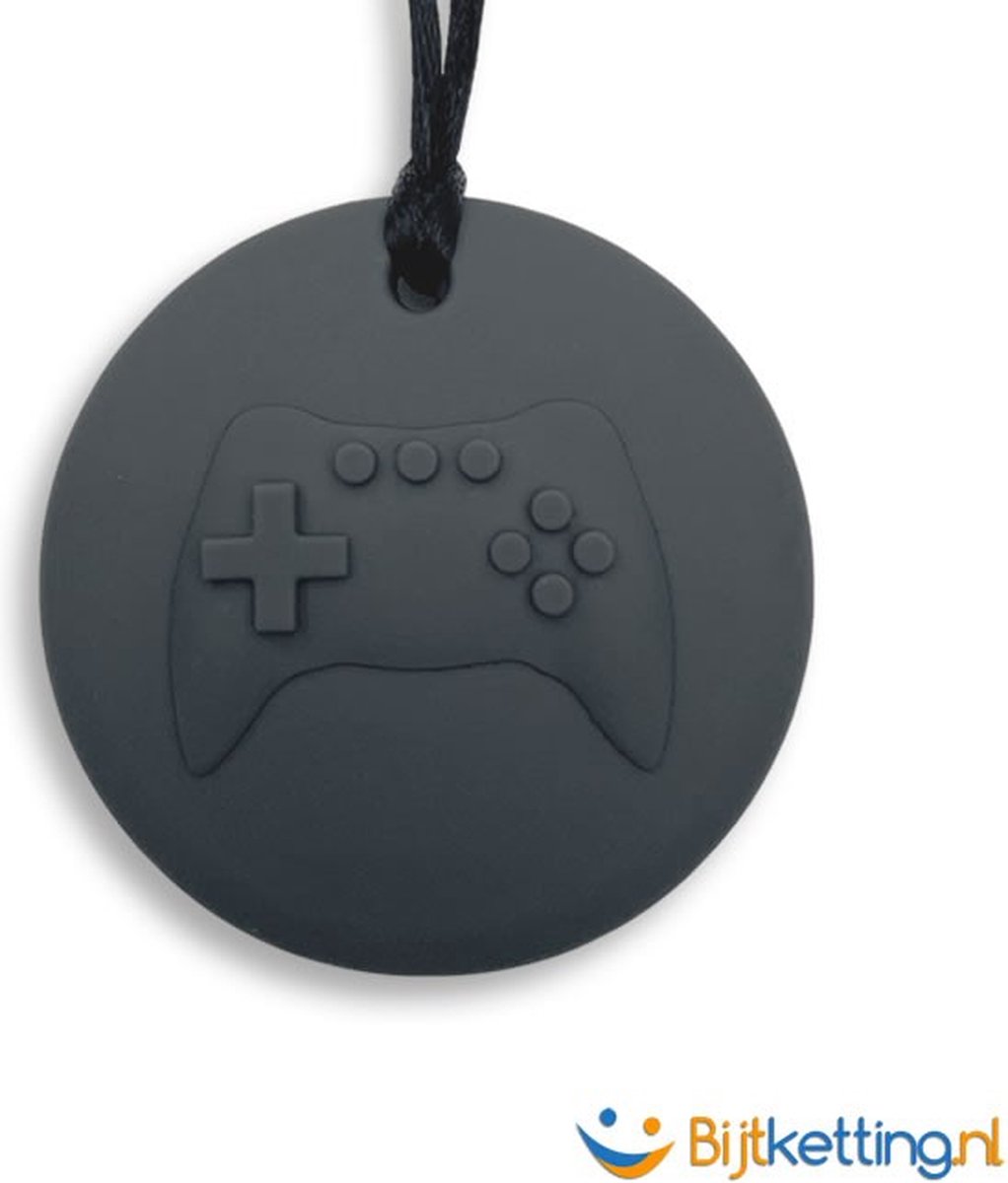 Bijtketting Game On | Game Disk | Intensieve Kauwketting - Zwart